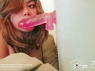 Fagged Ever Indian Arab College Chick Priya Emma Sucking more than a Dildo Closeup